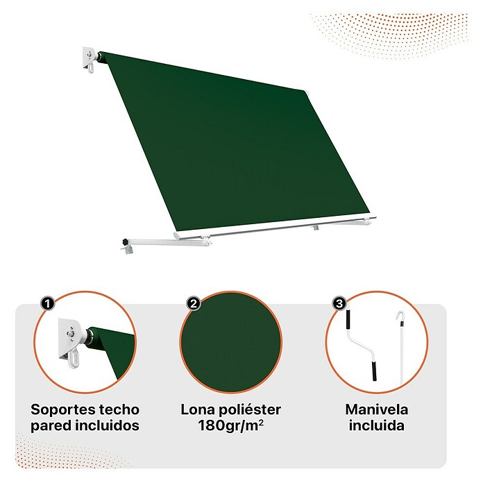 SmartSun Toldo para balcón Urban (Verde, Ancho: 3,95 m, Caída: 2,45 m) | BAUHAUS