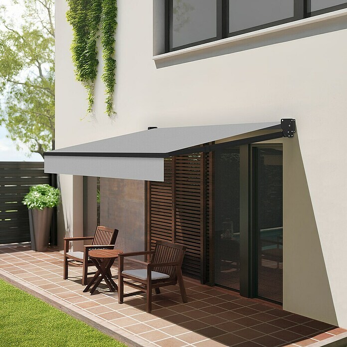SmartSun Toldo de brazos articulados Dark Stella (Gris, Ancho: 3,95 m, Caída: 2,5 m) | BAUHAUS