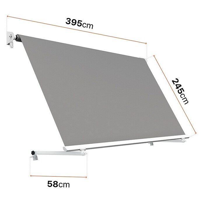 SmartSun Toldo para balcón Urban (Gris, Ancho: 3,95 m, Caída: 2,45 m) | BAUHAUS