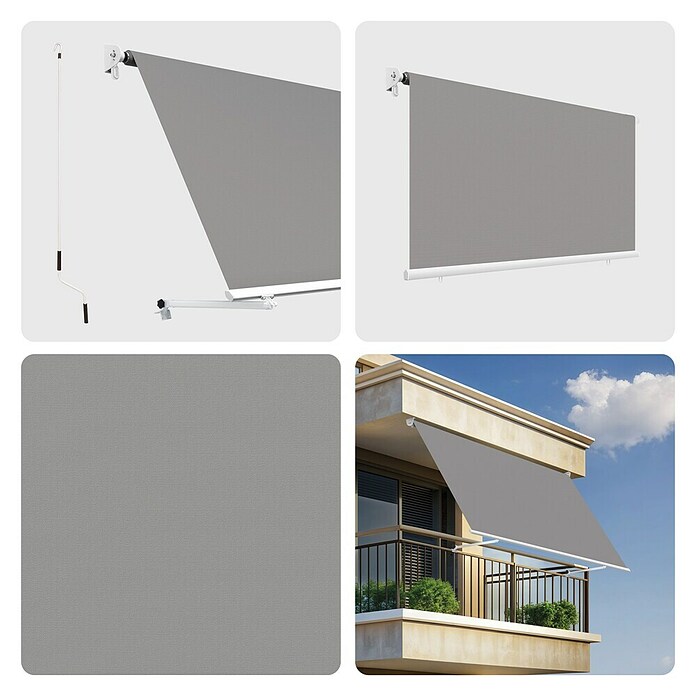 SmartSun Toldo para balcón Urban (Gris, Ancho: 3,95 m, Caída: 2,45 m) | BAUHAUS