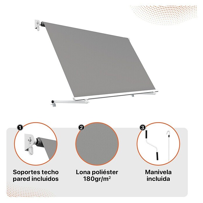 SmartSun Toldo para balcón Urban (Gris, Ancho: 3,95 m, Caída: 2,45 m) | BAUHAUS