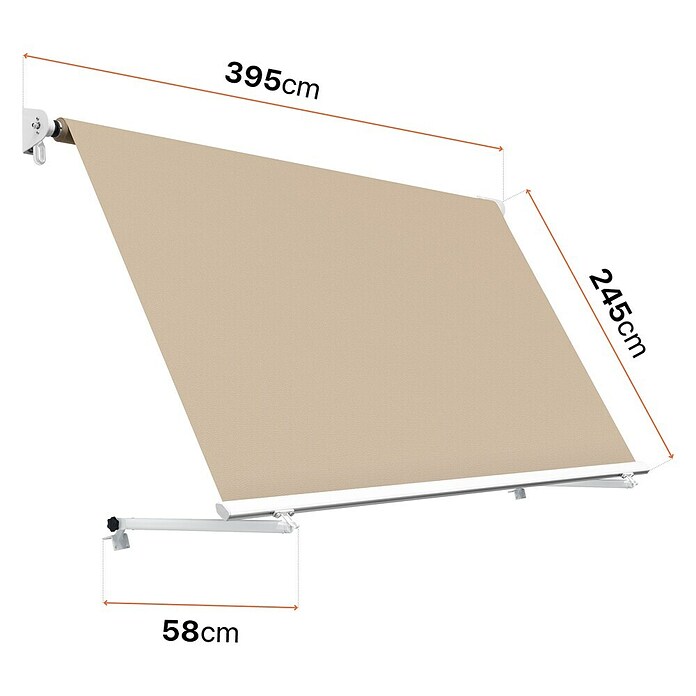 SmartSun Toldo para balcón Urban (Arena, Ancho: 3,95 m, Caída: 2,45 m) | BAUHAUS