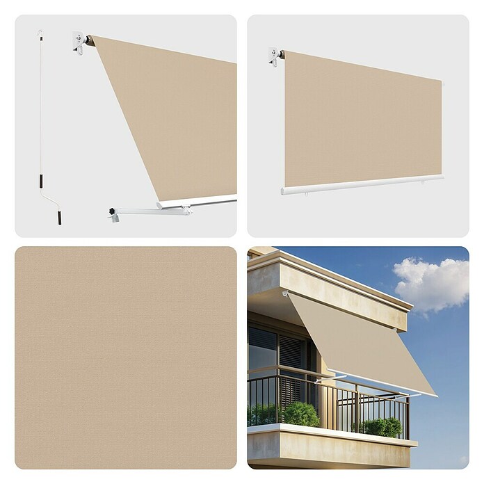 SmartSun Toldo para balcón Urban (Arena, Ancho: 3,95 m, Caída: 2,45 m) | BAUHAUS