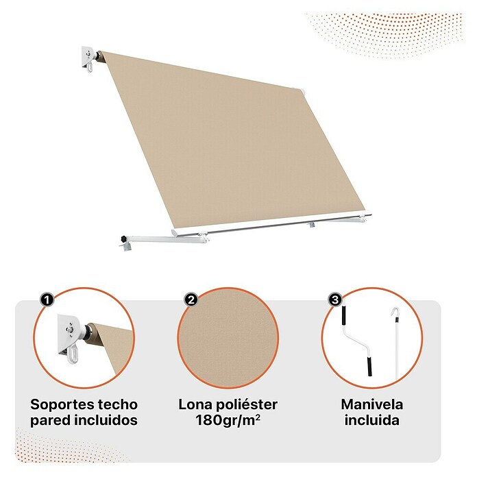 SmartSun Toldo para balcón Urban (Arena, Ancho: 3,95 m, Caída: 2,45 m) | BAUHAUS