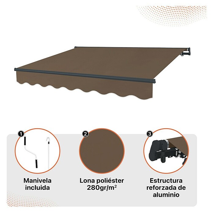 SmartSun Toldo de brazos articulados Dark Easy Lite Habana (Marrón, Ancho: 2,95 mm, Caída: 2 m) | BAUHAUS