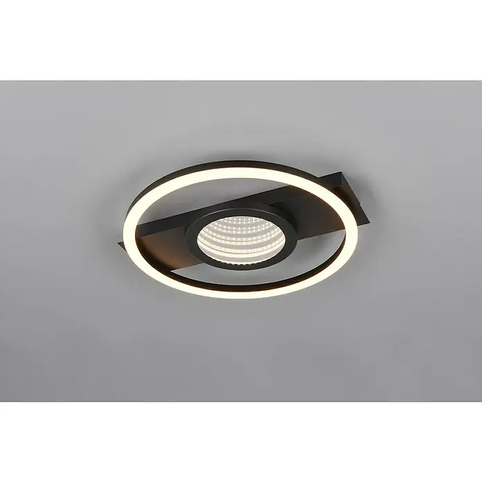 Reality Leuchten LED-Deckenleuchte Wheeler - 16 W, L x B x H: 33 x 35 x 5 cm, Warmweiß, Rund - Moderne Deckenleuchte mit LED-Ring und Infinity-Effekt für stilvolle Beleuchtung im Raum. Das Design ist elegant und minimalistisch.