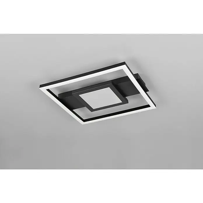 Reality Leuchten LED-Deckenleuchte Wheeler - 16 W, L x B x H: 33 x 35 x 4,7 cm, Warmweiß, Eckig - Moderne Deckenleuchte mit quadratischem Design in Schwarz und Weiß, ideal für stilvolle Innenräume und eine helle Beleuchtung.