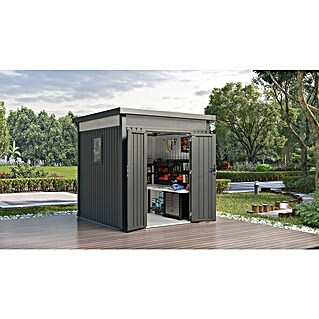 Gardol Gerätehaus Cubus (Außenmaß inkl. Dachüberstand (B x T): 230 x 230 cm, Metall, Schwarz)