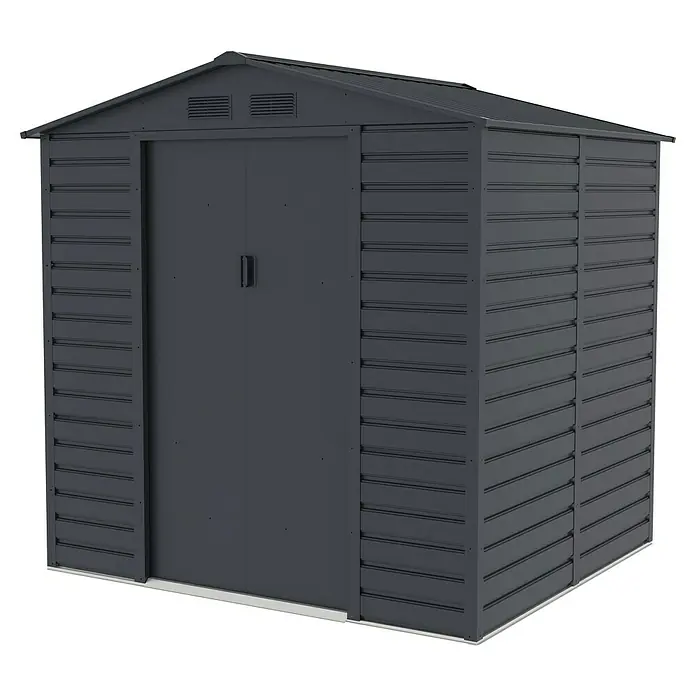 Gardol Gerätehaus Easy One - Außenmaß inkl. Dachüberstand (B x T): 213 x 195 cm, Metall, Anthrazit - Ein geräumiger Geräteschuppen in Anthrazit bietet viel Stauraum für Gartengeräte und Werkzeug. Das wetterfeste Design sorgt für langlebigen Schutz.