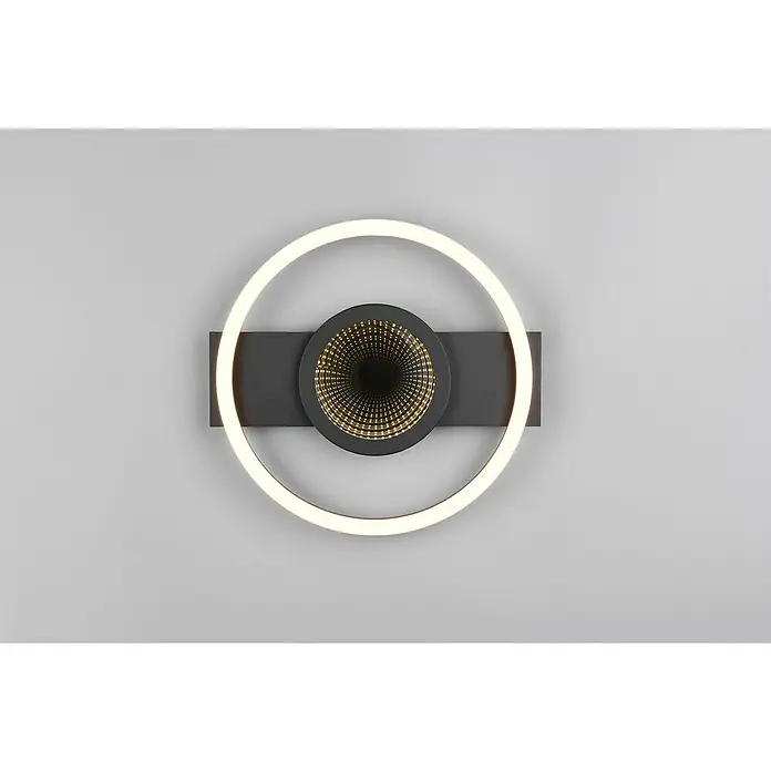 Reality Leuchten LED-Deckenleuchte Wheeler - 16 W, L x B x H: 33 x 35 x 5 cm, Warmweiß, Rund - Moderne Wandleuchte mit kreisförmigem LED-Licht und faszinierendem Unendlichkeitseffekt im Zentrum. Stilvolle Beleuchtung für jeden Raum.