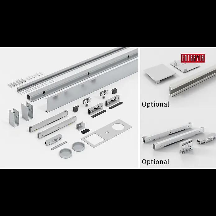 Entravia Schiebetürbeschlag Bright-Slide - Aluminium, Art Beschlag: Geschlossen, 2.000 mm - Schiebetrbeschlag Bright Slide - Montagevideo fr Glas- und Holztren | ENTRAVIA