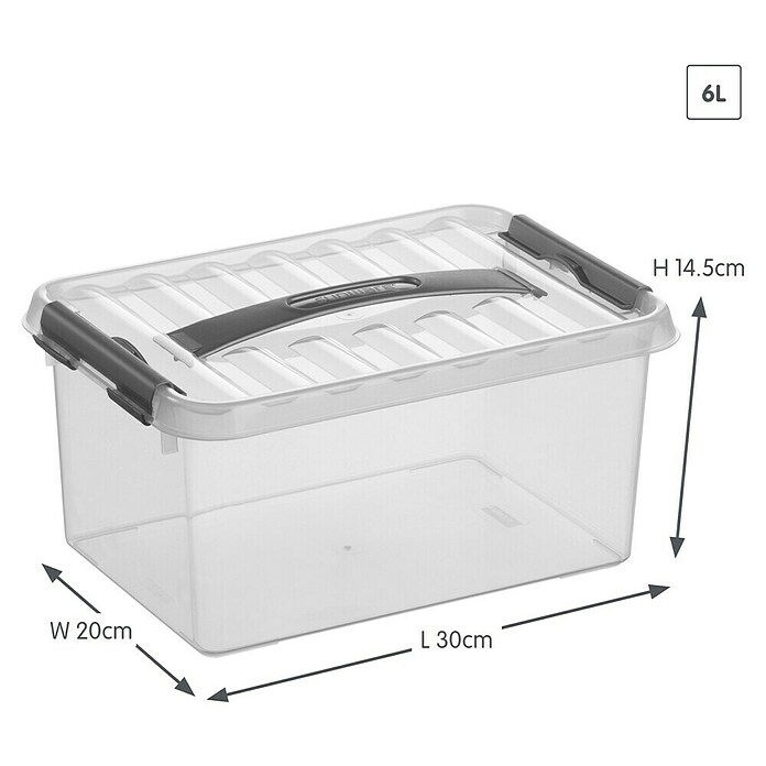 Sunware Aufbewahrungsbox (L x B x H: 30,7 x 20 x 14,3 cm, Kunststoff, Transparent, Farbe Griff: Schwarz)