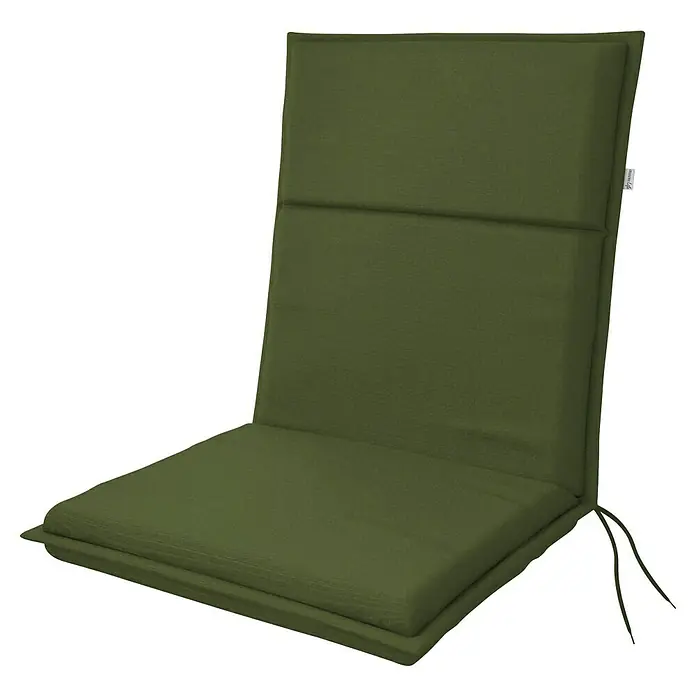 Doppler Sitzauflage Life - Niederlehner, L x B x H: 100 x 48 x 4 cm, Polyester, Grün - Hier ist ein olivgrünes Loungekissen, das perfekt für Entspannung im Freien ist. Ideal für Gartenmöbel, um Komfort und Stil zu vereinen.