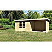 Karibu Gartenhaus Askola (L x B: 217 x 557 cm, Wandstärke: 19 mm, Flachdach, Natur, Mit Anbau, Seiten- & Rückwand)