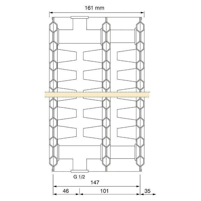 Universal-Austauschheizkörper (B x H: 50 x 55 cm, 4-fach, Typ: 3K-33, 1.115 W)