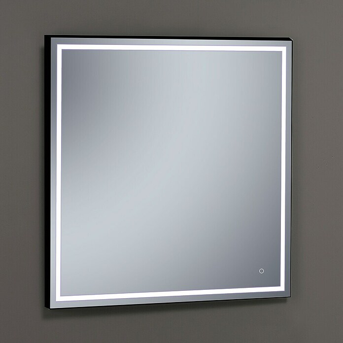 Camargue Espejo con luz LED Lisbeth (100 x 80 cm, Sensor, Negro) | BAUHAUS