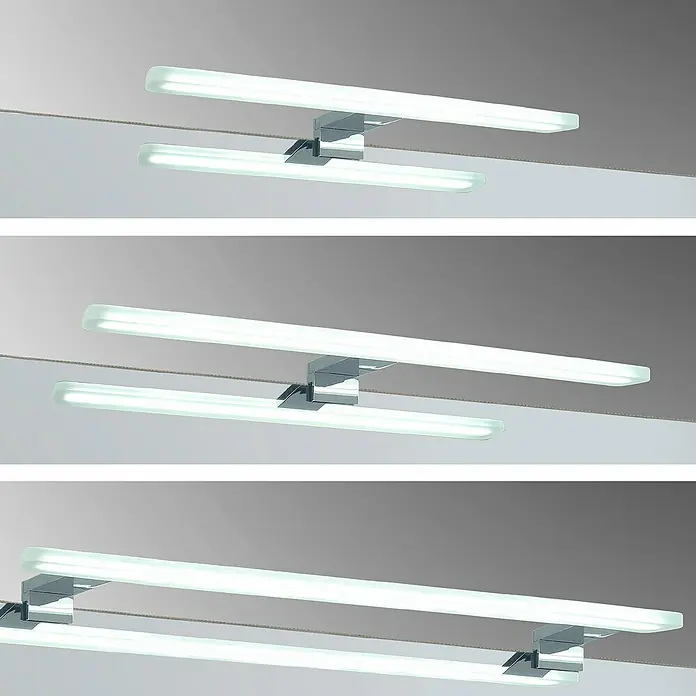 Aplique LED para espejo Round 30 cm - 7 W, Cromo, L x An x Al: 12,3 x 30 x 3,4 cm - Moderna lámpara de baño con dos tubos fluorescentes horizontales y soportes cromados. Diseño elegante para el baño.