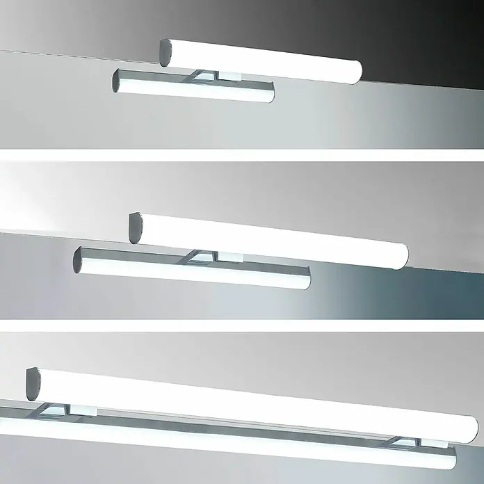 Aplique LED para espejo Drop 45 cm - 7 W, Cromo, L x An x Al: 12,3 x 45 x 3,3 cm - Apliques de pared en tres tamaños diferentes, que muestran un diseño moderno y minimalista. Perfectos para baños o pasillos.