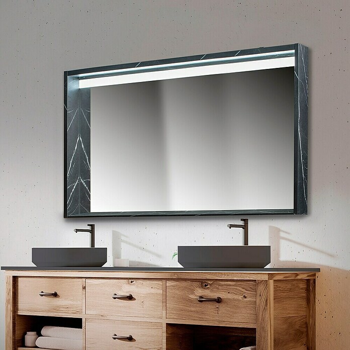 Camargue Espejo con luz Low (80 x 60 cm, Marquina) | BAUHAUS