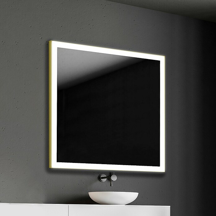 Camargue Espejo con luz (80 x 80 cm, Oro) | BAUHAUS