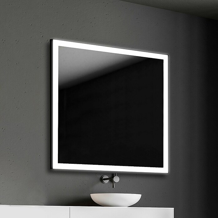 Camargue Espejo con luz Anais (80 x 80 cm, Negro) | BAUHAUS
