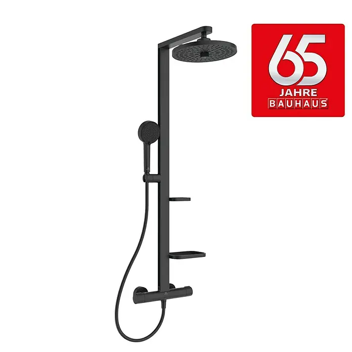 Ideal Standard Überkopfbrausen-Set Alu+Schwarz, Durchmesser Kopfbrause: 26 cm