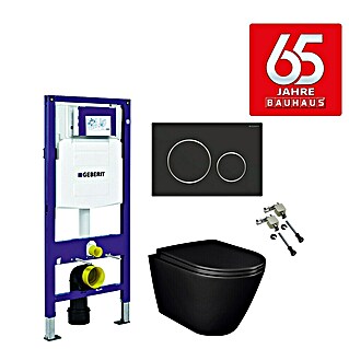 RAK Ceramics Feeling Wand-WC-Set (Komplettset, Spülrandlos, Ohne Spezialglasur, Spülform: Tief, WC Abgang: Waagerecht, Schwarz)
