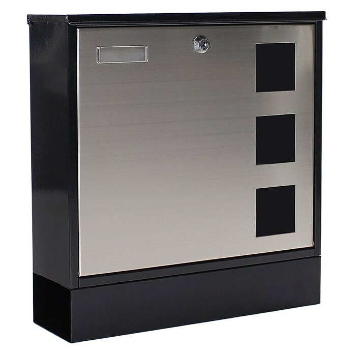 Rottner Prolazni poštanski sandučić Design  (D x Š x V: 380 x 370 x 120 mm, Crne boje, Čelik, Pločica s imenom) | BAUHAUS