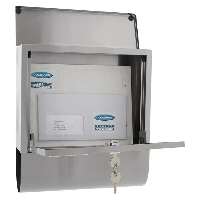 Rottner Briefkasten Costa (Metall, 10 x 30,5 x 33,5 cm, Edelstahl)