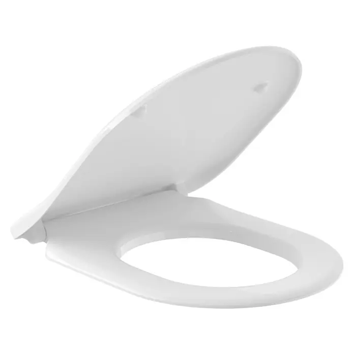 Villeroy & Boch Subway WC-Sitz Slimseat - Duroplast, Weiß, Mit Absenkautomatik - Weißer Toilettensitz mit hochgeklapptem Deckel, elegante Badezimmerausstattung.