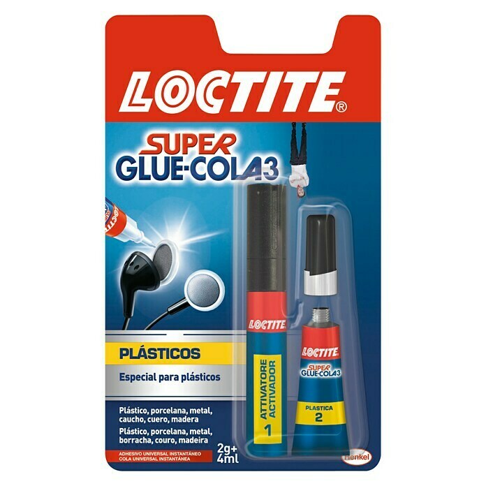 Loctite Adhesivo instantáneo Super glue-3 plásticos (2 g + 4 ml)