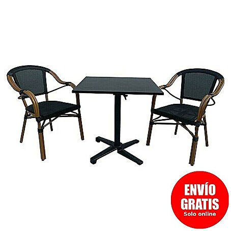 Set de muebles de jardín Sibuco II (L x An x Al: 70 x 70 x 73 cm, 3 pzs., Acero, Negro)