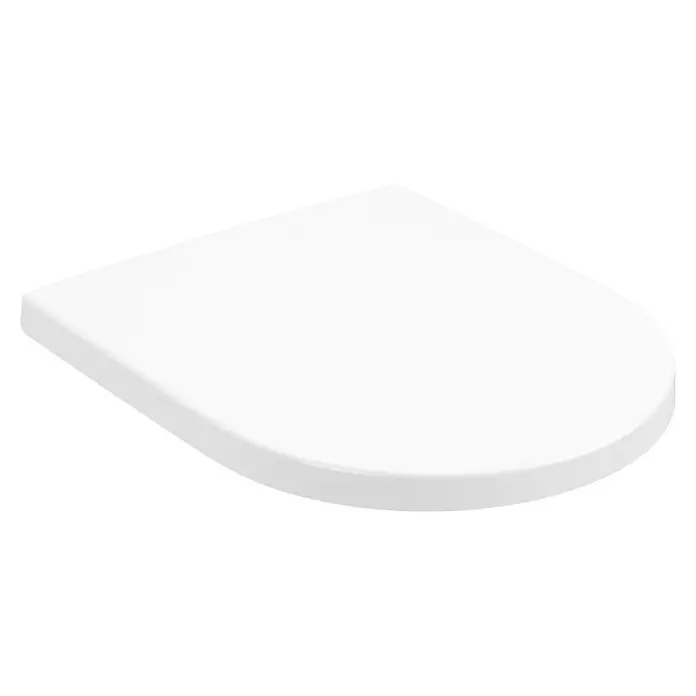 Villeroy & Boch Subway 3.0 WC-Sitz - Duroplast, Stone White, Ohne Absenkautomatik - Weißer, eckmontierter Toilettensitz mit abgerundeter Vorderseite.