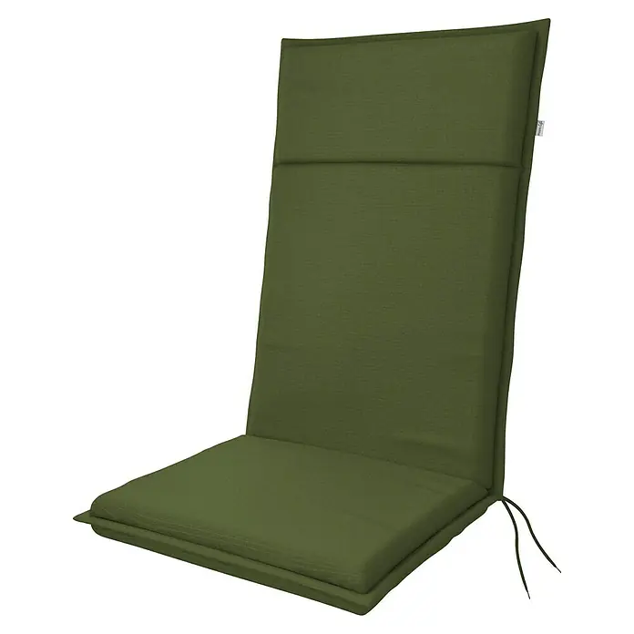 Doppler Sitzauflage Life - Hochlehner, L x B x H: 119 x 48 x 4 cm, Polyester, Grün - Ein olivgrünes Stuhlkissen mit hoher Rückenlehne ist ideal für entspannte Stunden im Freien und bietet hohen Sitzkomfort.