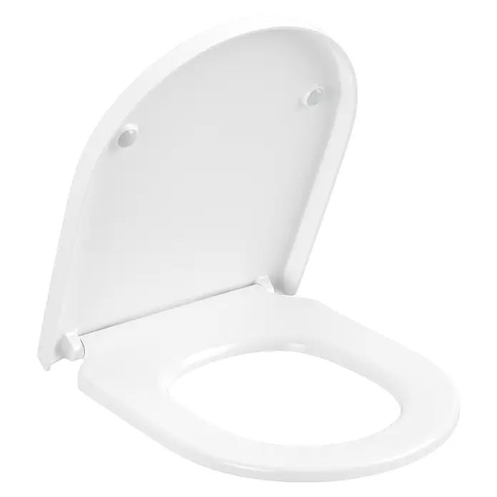 Villeroy & Boch Subway 3.0 WC-Sitz - Duroplast, Stone White, Ohne Absenkautomatik - Weißer Toilettensitz mit Deckel, offen gezeigt.