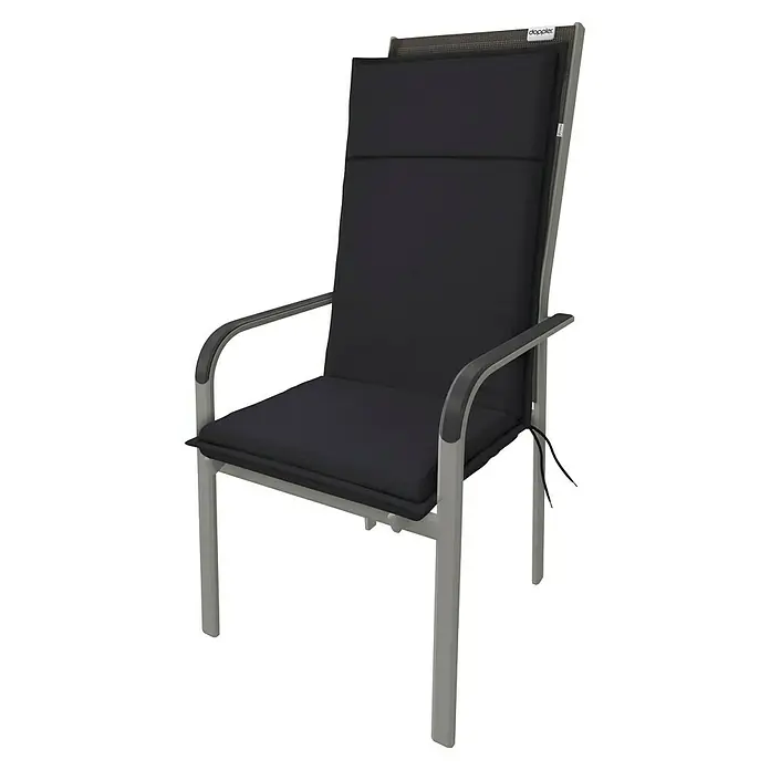 Doppler Sitzauflage Life - Hochlehner, L x B x H: 119 x 48 x 4 cm, Polyester, Blau - Abbildung eines schwarzen Doppler Gartenstuhls.