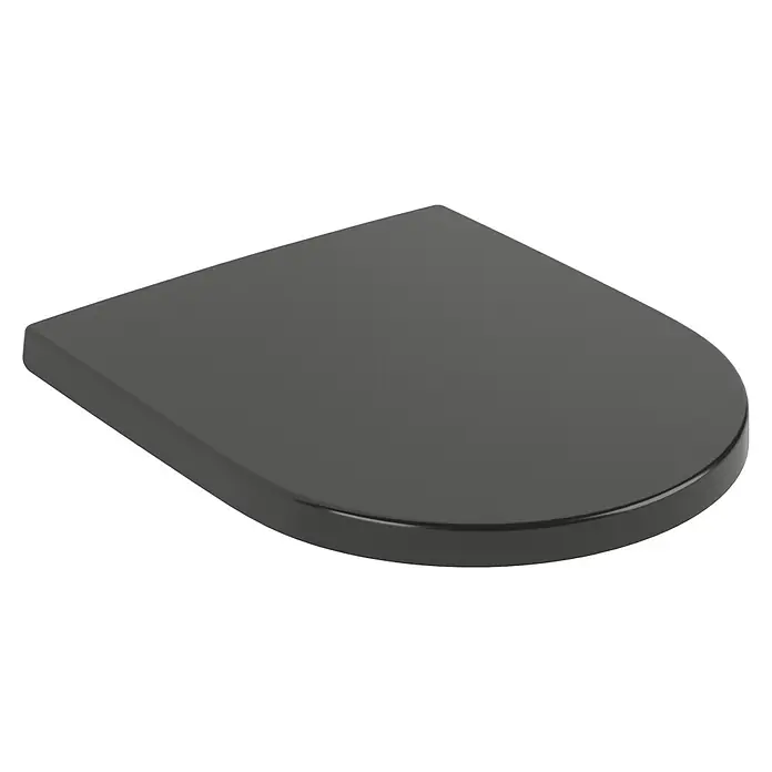 Villeroy & Boch Subway 3.0 WC-Sitz - Duroplast, Pure Black, Mit Absenkautomatik - Dunkelgrauer Toilettensitz mit schlankem, abgerundetem Design.