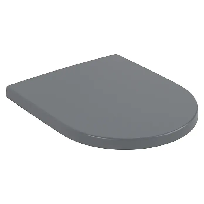 Villeroy & Boch Subway 3.0 WC-Sitz - Duroplast, Graphite, Mit Absenkautomatik - Glatter, D-förmiger dunkelgrauer Toilettendeckel.