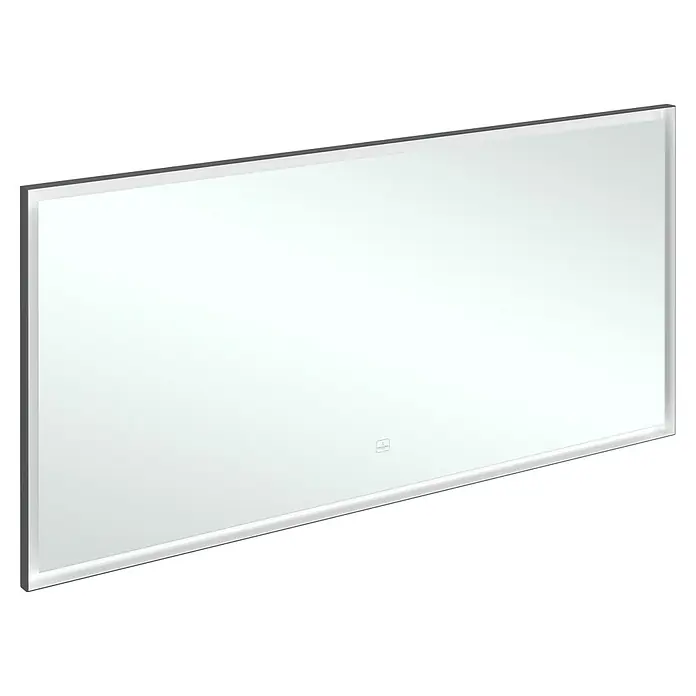 Villeroy & Boch Subway 3.0 Lichtspiegel - 160 x 75 cm, BiColour - Rechteckiger LED-Spiegel mit dunkelgrauem Rahmen und Touch-Steuerung.