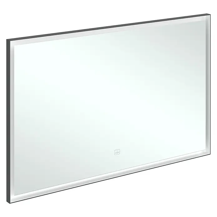 Villeroy & Boch Subway 3.0 Lichtspiegel - 120 x 75 cm, BiColour - Moderner rechteckiger Spiegel mit dunkelgrauem Rahmen und beleuchtetem Touch-Sensor.