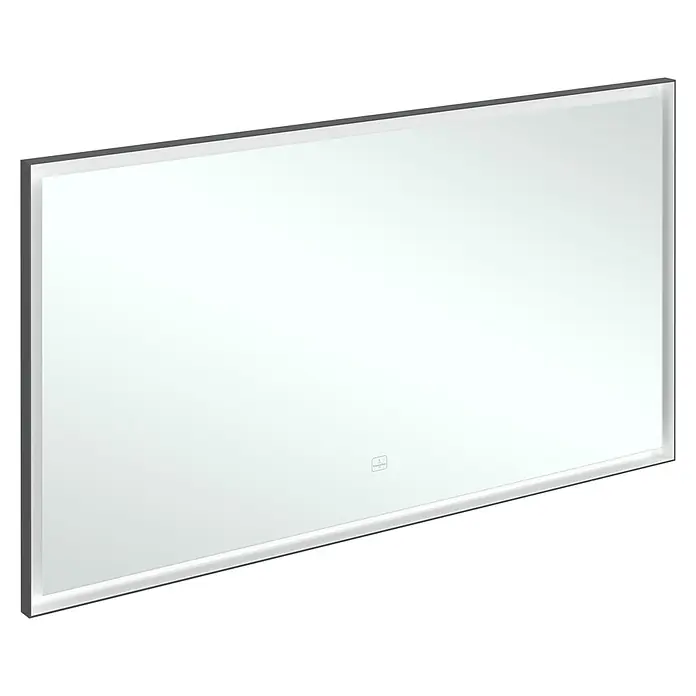 Villeroy & Boch Subway 3.0 Lichtspiegel - 140 x 75 cm, BiColour - Rechteckiger beleuchteter LED-Spiegel mit dünnem grauem Rahmen.