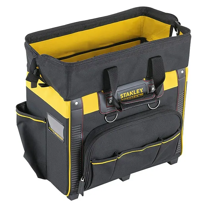 Stanley Bolsa para herramientas FMST1-80148 - No incluye herramientas - La mochila portaherramientas Stanley Fatmax presenta un diseño negro y amarillo, ideal para organizar herramientas.