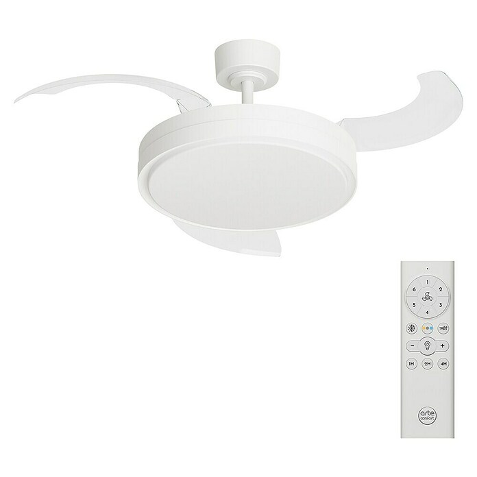 Arte confort Ventilador de techo Verona M (Blanco, 107 cm, 29,8 W, Blanco cálido, Tamaño de la estancia: 20 m²) | BAUHAUS
