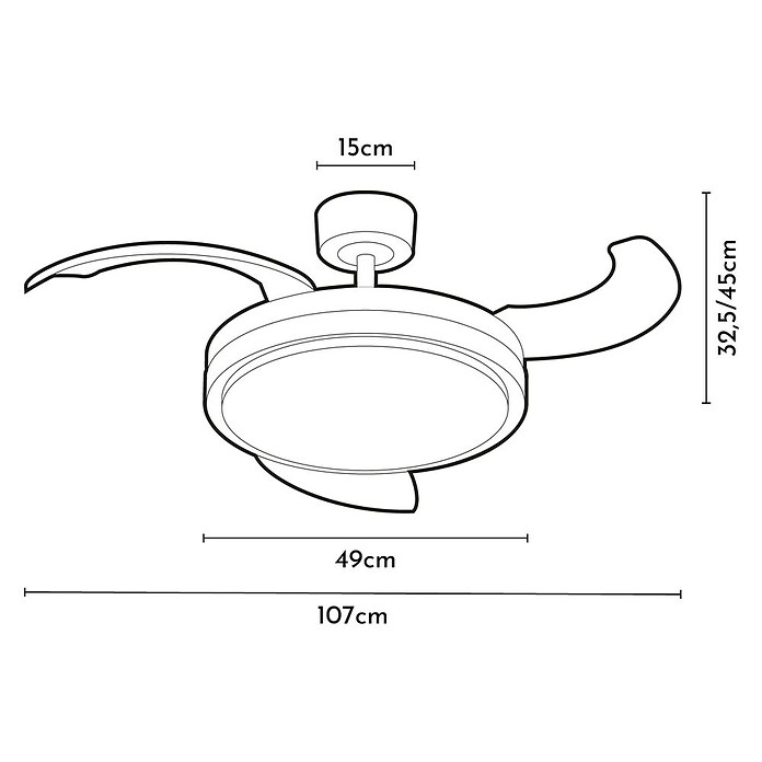 Arte confort Ventilador de techo Verona M (Blanco, 107 cm, 29,8 W, Blanco cálido, Tamaño de la estancia: 20 m²) | BAUHAUS