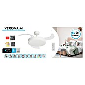 Arte confort Ventilador de techo Verona M (Blanco, 107 cm, 29,8 W, Blanco cálido, Tamaño de la estancia: 20 m²) | BAUHAUS