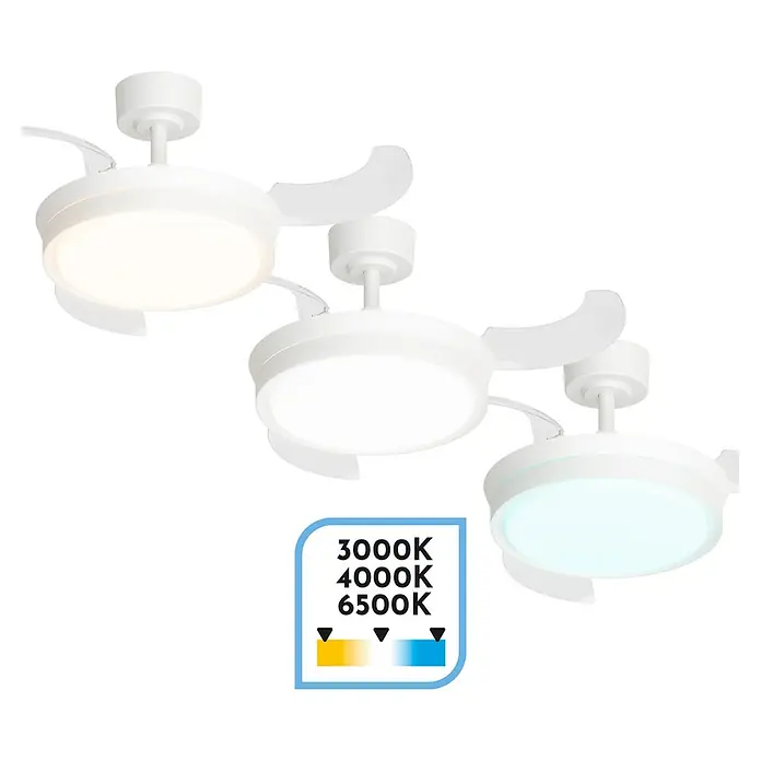 Arte confort Ventilador de techo Verona S - Blanco, 91 cm, 30 W, Blanco cálido - Ventilador de techo con iluminación LED en diferentes temperaturas de color. Carcasa y palas blancas para un diseño moderno.