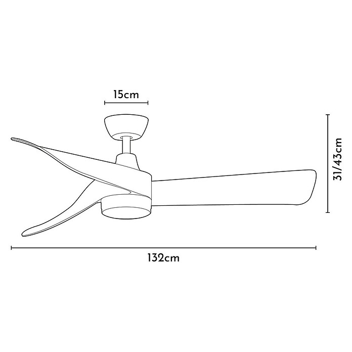 Arte confort Ventilador de techo Zeph (Blanco, 132 cm, 50 W, Sin luz) | BAUHAUS