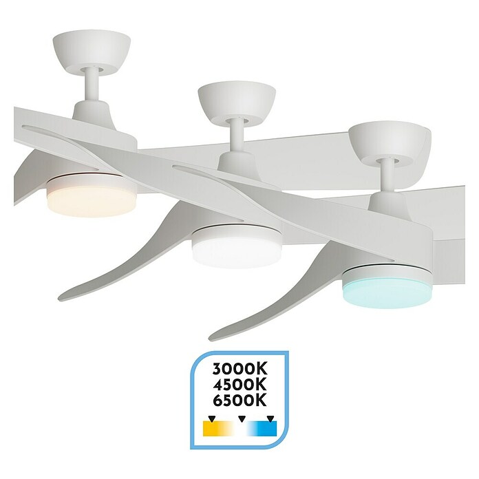 Arte confort Ventilador de techo Zeph (Blanco, 132 cm, 50 W, Blanco cálido, Con luz) | BAUHAUS