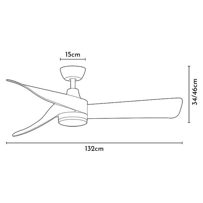 Arte confort Ventilador de techo Zeph (Blanco, 132 cm, 50 W, Blanco cálido, Con luz) | BAUHAUS