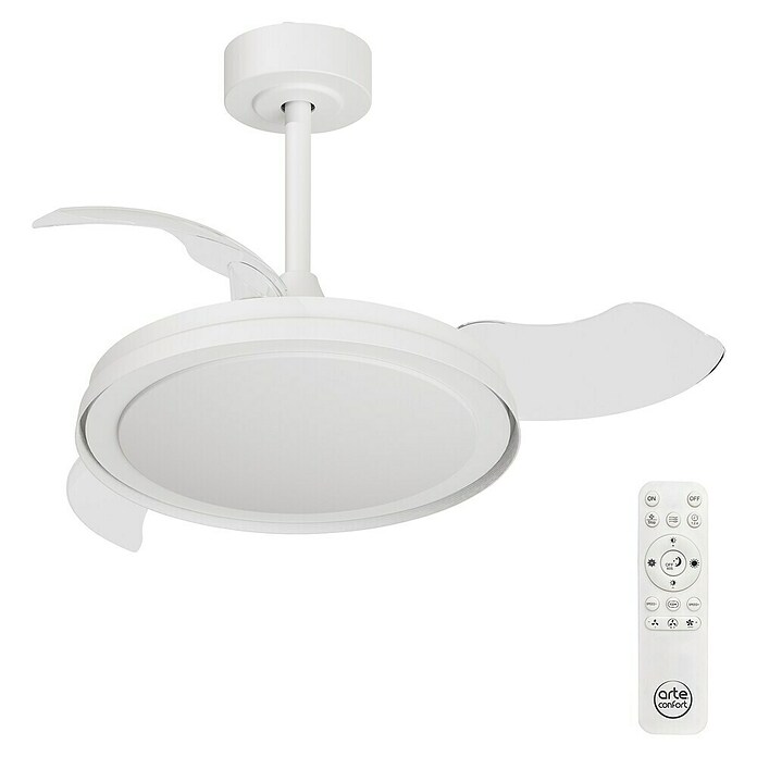Arte confort Ventilador de techo Cartagena (Blanco, 91 cm, 28 W, Blanco cálido) | BAUHAUS